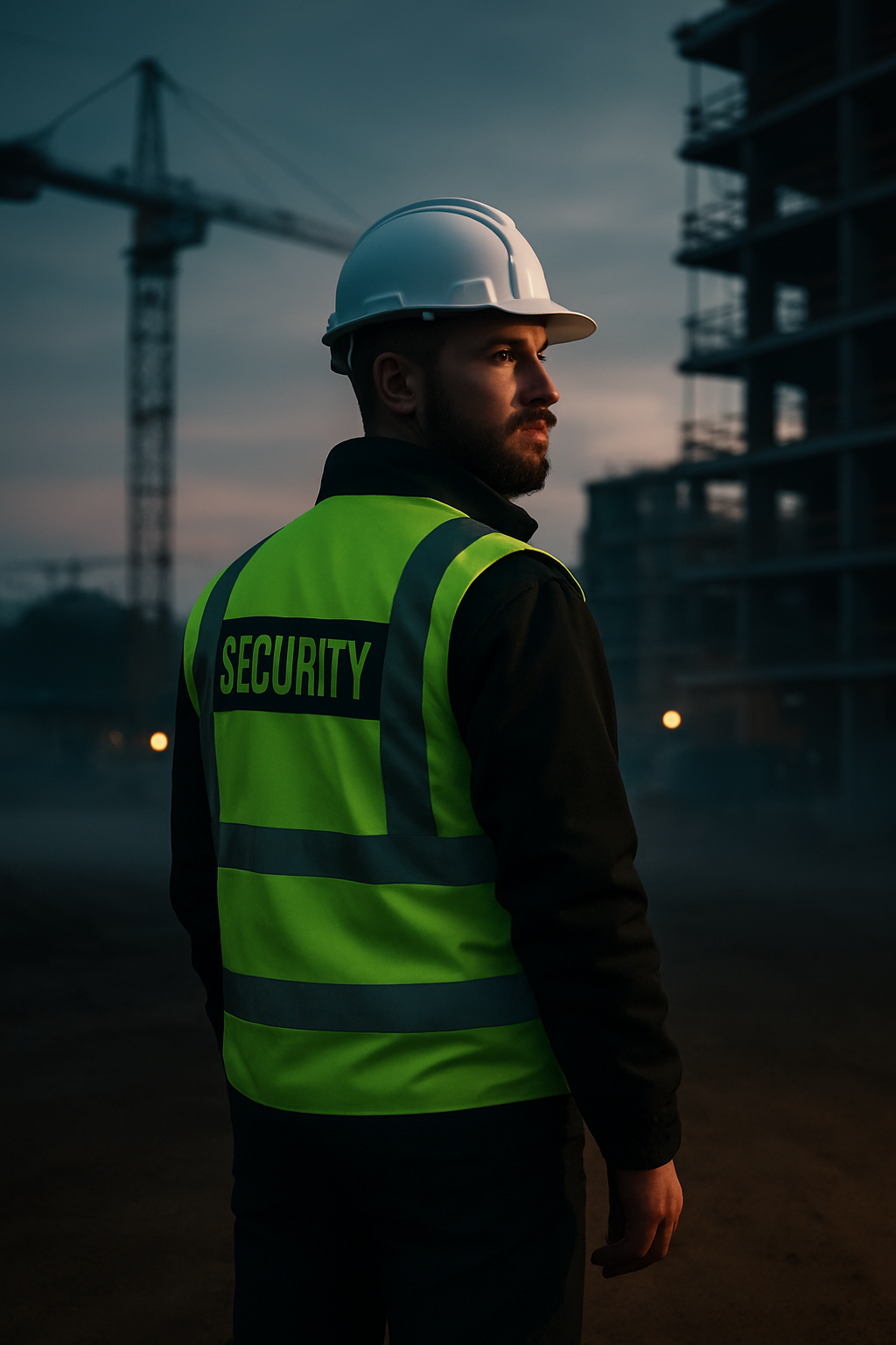 security guard on a construction site Security guard on watch