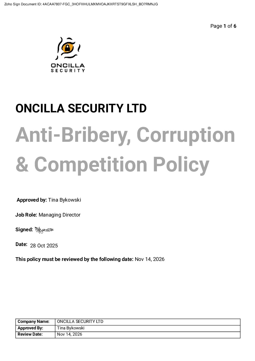 Anti-Bribery, Corruption and Competition Policy