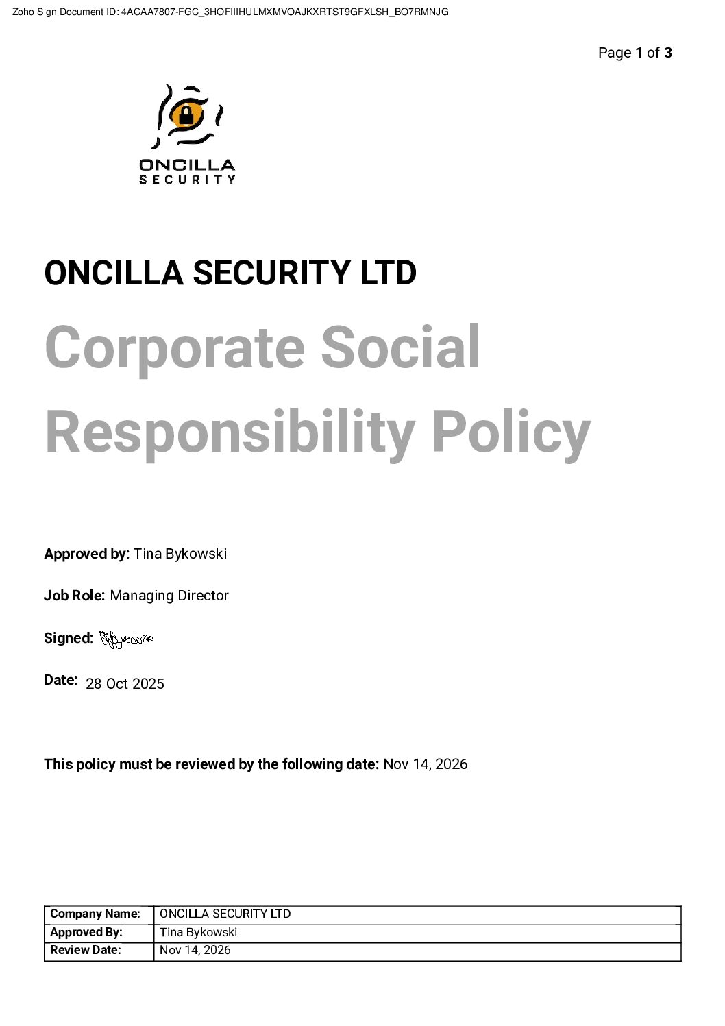Corporate Social Responsiblity Policy