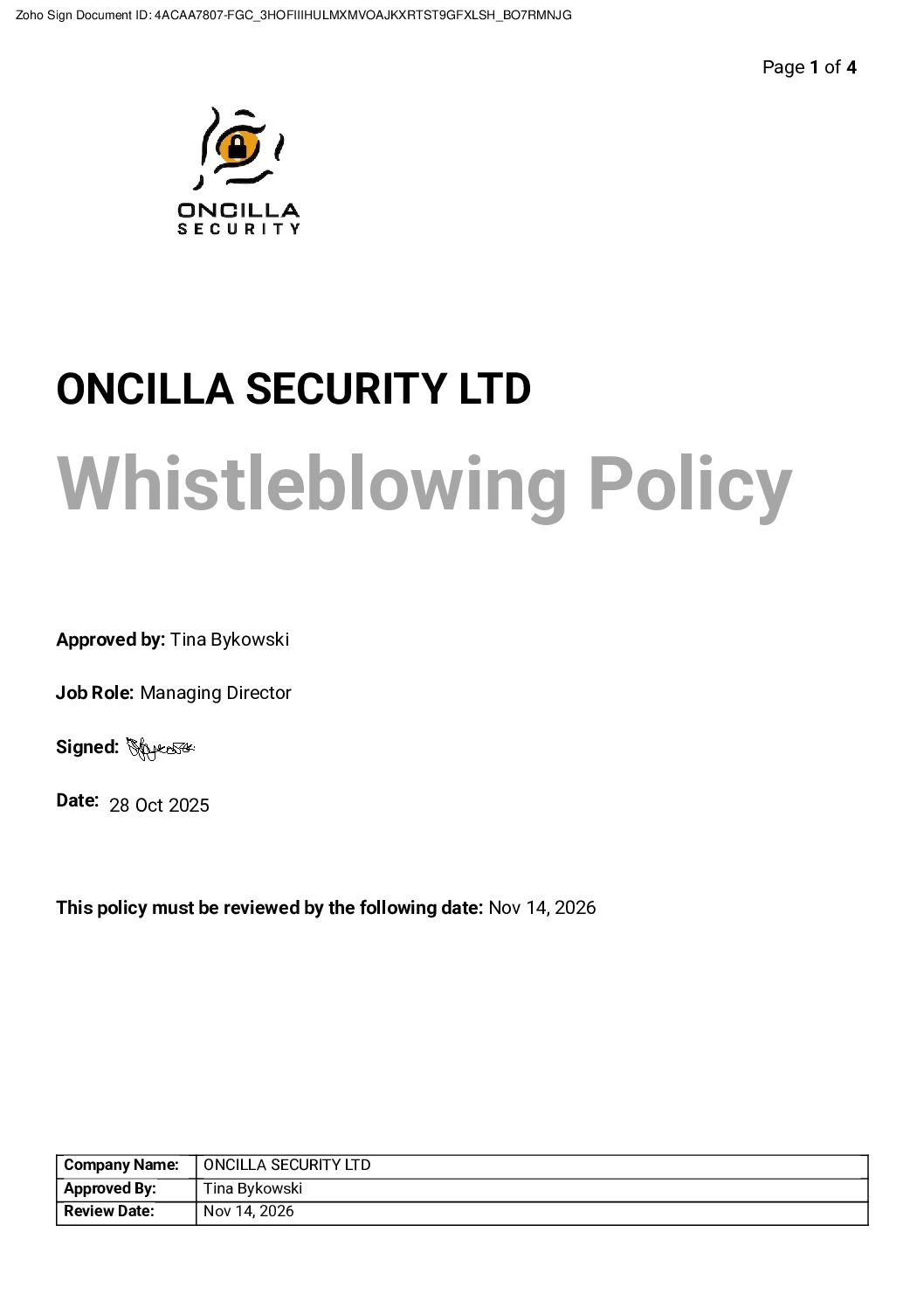 Whistleblowing Policy
