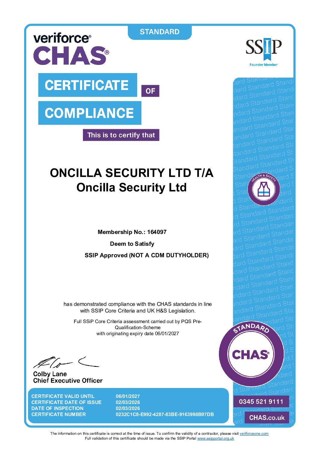 CHAS Certificate Standard GB
